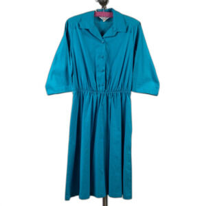 Vintage Blair cotton poly blue midi dress size M